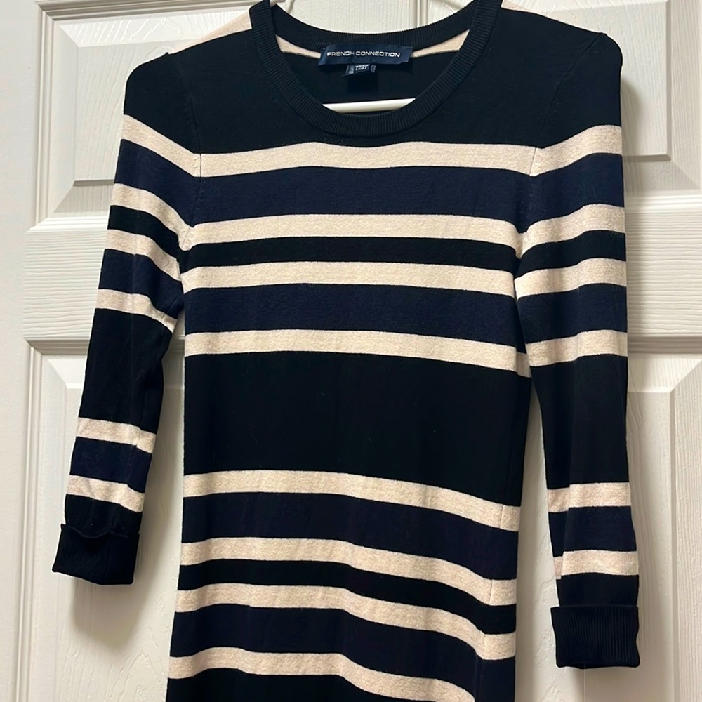 French Connection striped body hugging dress, Size 2